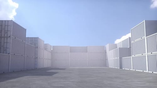 Shipping Containers Stacking Up to Create a Wall Reveal