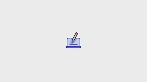 Animated Flat Design Laptop Icon for Digital Creation