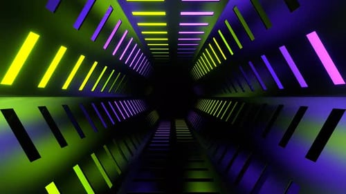Purple And Light Green Neon Bright Light Hex Tunnel Background Vj Loop In 4K