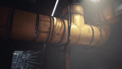 Grungy Industrial Pipes Technology Tunnel Animation