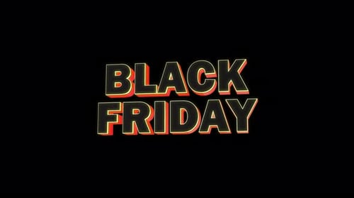 Transparent Background Looped Animation Of 3 D Black Friday Pop In alpha channel