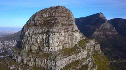 Drone Circle Orbits the Incredible Summit of Lions Head Mountain near Sea Point, Cape Town SA, Aeria