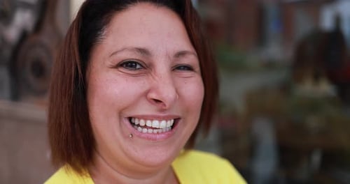 Woman Smiling Brightly, Natural Joy and Positive Emotions