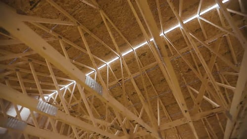 Raw Interior Roof Wooden Construction Structure