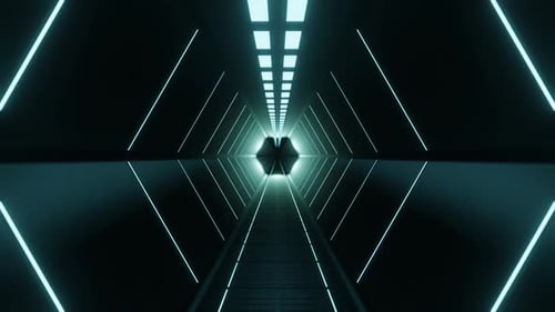 Futuristic Neon Corridor Lights Tunnel Video