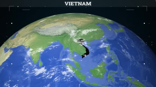 Animated Earth Globe Pinpoints Vietnam with Digital UI Overlay