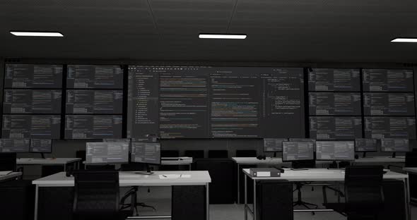 Programming Code On Multiple Monitors And Desktops Showing Database In ...