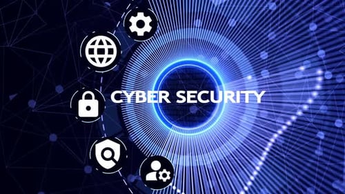 Cyber Security Concept with Futuristic Network and Icons