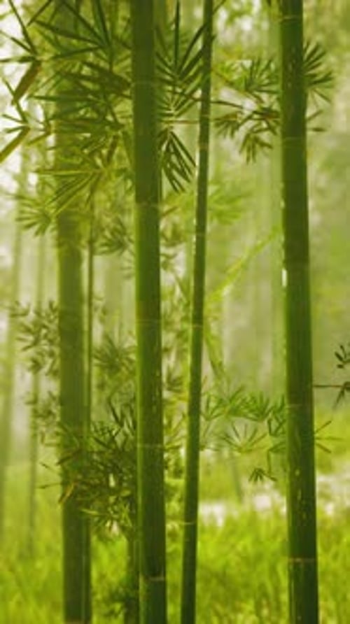 Dense Cluster of Bamboo Trees in a Forest Vertical
