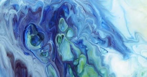 Abstract Unique Moving Background with Blue Gray Paint Liquid Art