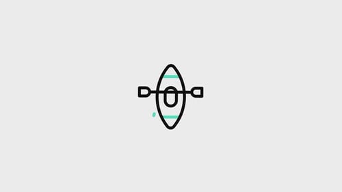 Animated Minimalist Kayak Icon with Paddle