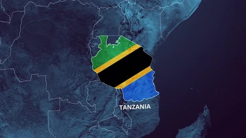 Tanzania Map Reveal with Flag and Text Animation