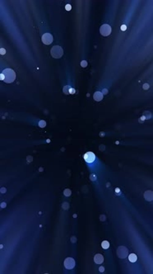 Abstract Blue Glowing Bokeh Particles and Light Rays