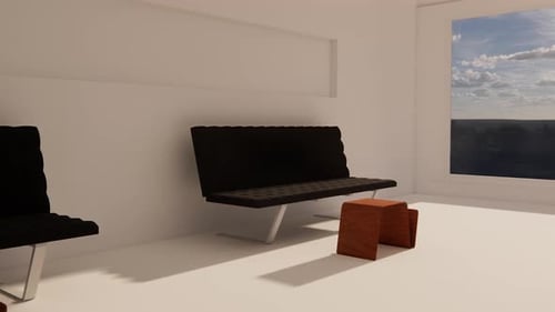 Modern room with black benches