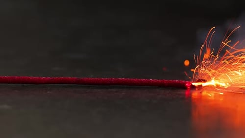 Macro shot of a burning fuse