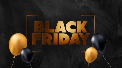 Black Friday Golden Text and Balloon Animation