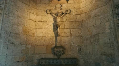 Stone Christ Cross Statue Inside The Church Remebering The Resurrection