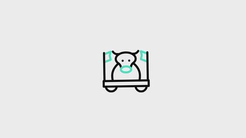 Flat Design Minimalist Cow Moving Icon Animation