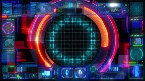 Fingerprint ID Technology Interface Computer HUD Data Digital GUI Screen - LOOP