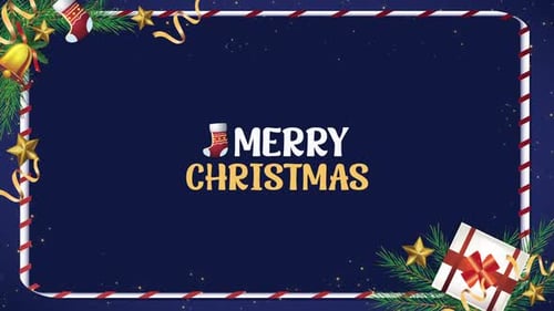 Animated Merry Christmas Decorative Holiday Frame Border