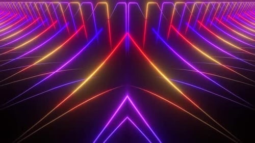 Abstract Neon Lines Grid Loop Background Animation