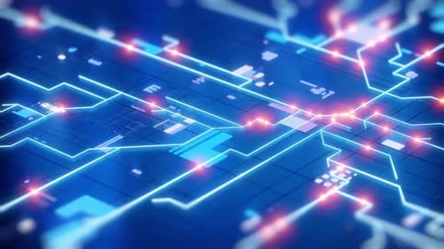 Abstract blue neon digital circuit background