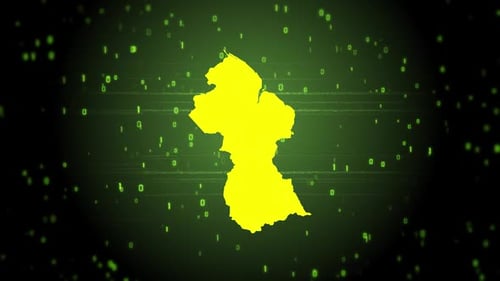 Guyana Map Digital Reveal with Binary Code Animation