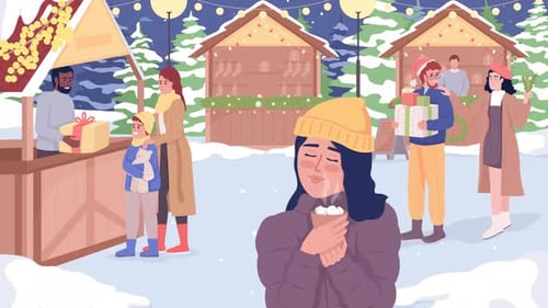 Ilustração animada do mercado de Natal