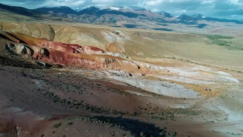 Aerial View of a Beautiful Rainbow Mountains in Altai Region Russia Geological Formation Called Mars
