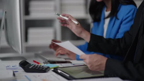 Close up of hands teamwork business group working and brainstorming on business