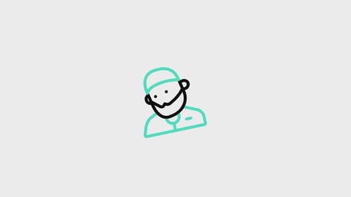 Minimalist Line Animated Icon of a Bearded Man