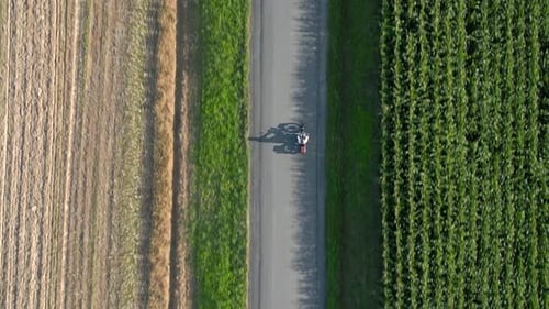 Motorcycle Riding a Road in Summer
