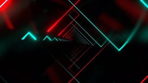 Red And Turquoise Infinite Linear Motion Of Neon Background Vj Loop In 4K