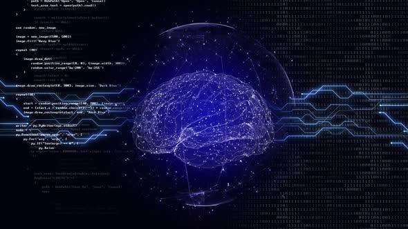 AI Text and Machine Learning Brains Animation, Background, Loop ...