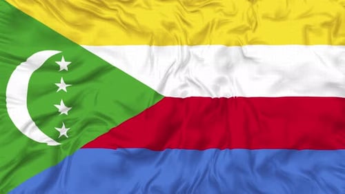 Comoros National Flag Waving Realistic Fabric Animation