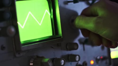 Vintage Oscilloscope Measuring Signal Frequency
