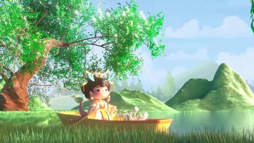 3d animation of sailing on the river