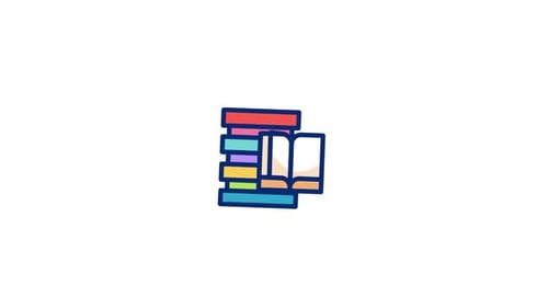 Animated Stack of Books Flat Design Icon