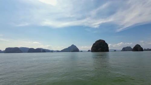 Scenic Boat Tour with Limestone Cliffs in Phang Nga Bay Phuket Thailand