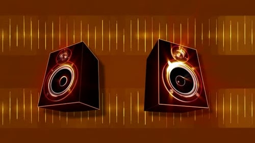 Glowing Audio Speakers with Music Equalizer Background Loop
