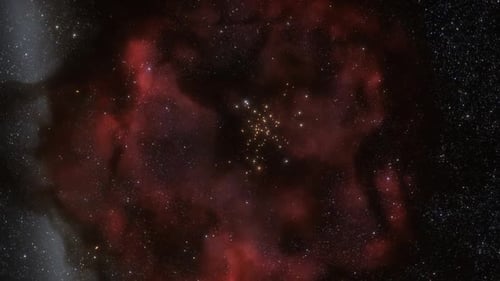 Traveling Through Deep Space Stars and Red Nebula Animation