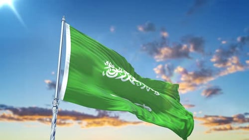Realistic Waving Saudi Arabia Flag 3D Animation