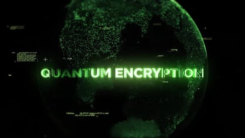 Quantum Encryption Digital Title Reveal on Globe Background