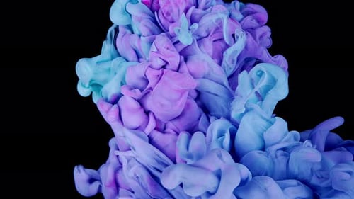 Abstract Ink Plumes Mixing on Black Background