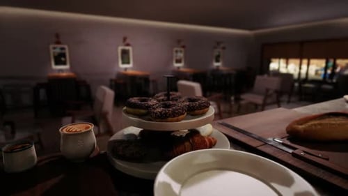 Delicious Pastries and Coffee Served in an Elegant Cafe Setting