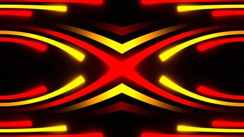 Red And Yellow Neon Lines Moving To Center Background Vj Loop In 4K