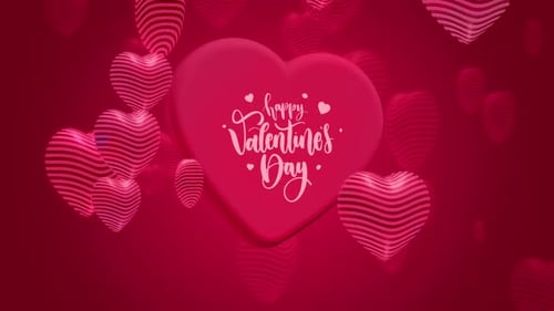 Happy Valentine's Day Red Hearts Background Animation