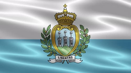San Marino Flag Waving with Coat of Arms