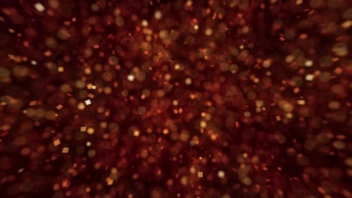 3D Red Flow Pink Squares Stars Flying Cosmic Particles Sparkle Falling Background New Year Christmas