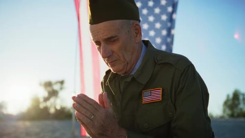 Prayer Of A Soldier On The US Beach